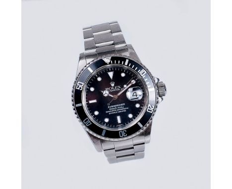  Rolex reg. 1908 Herren-Armbanduhr 'Oyster Perpetual Date - Submariner' Edelstahl. Automatik. Schwarzes Zifferblatt, illumini