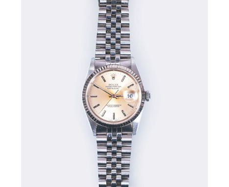   Rolex  reg. 1908  Herren-Armbanduhr 'Oyster Perpetual Datejust'  Edelstahl mit 18 kt. WG. Automatik. Champagnerfarbenes Zif