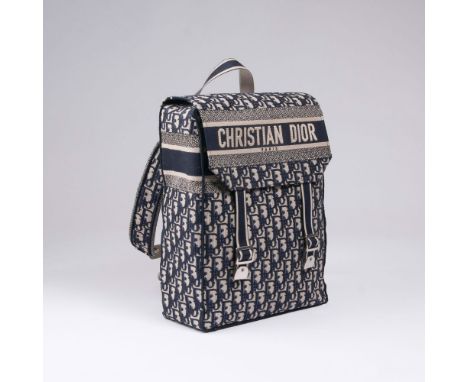   Christian Dior  Travel Backpack  Blauer, wasserfester Dior Oblique Funktionsjacquard, CHRISTIAN-DIOR-Schriftzug, innen Reiß