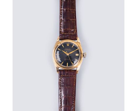   Rolex  reg. 1908  Vintage Herren-Armbanduhr 'Oysterdate Precision'  1950-60. 14 kt. GG mit Stahl. Handaufzug. Schwarzes Zif