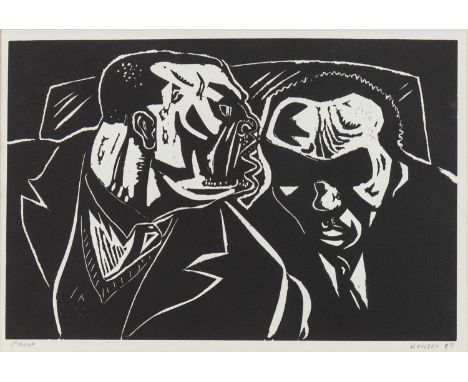 * PETER HOWSON OBE (SCOTTISH b 1958), THE BALLING OUT woodblock, signed and dated '87 in pencil, titled on handwritten label 