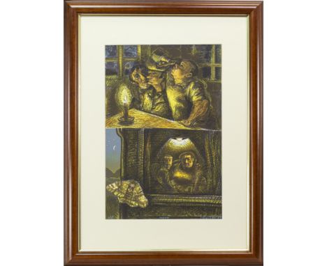 * PETER HOWSON OBE, (SCOTTISH b 1958), MOTH artist's proof lithograph, signed, titled and dated '86 54cm x 36cm Mounted, fram