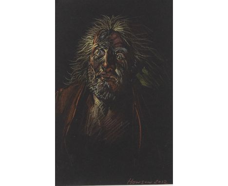 * PETER HOWSON OBE, PORTRAIT pastel on paper, signed 19.5cm x 12.5cm Mounted, framed and under glass