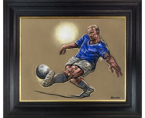 * PETER HOWSON OBE (SCOTTISH b 1958), JORG ALBERTZ, IN RANGERS FC STRIP pastel on paper, signed and dated 2004 46cm x 61cm Mo