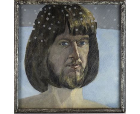 * JAMES FAIRGRIEVE RSA RSW (SCOTTISH b 1944), WINTER SELF PORTRAIT acrylic on canvas 27cm x 26cm Framed and under glass Label