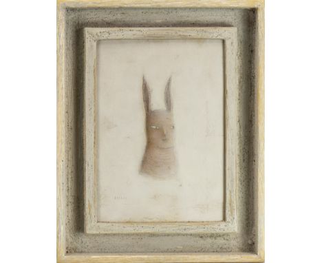 * PAUL BARNES (SCOTTISH b 1971), PORTRAIT OF A PINK RABBIT mixed media, signed, further signed, titled and dated 2006 verso 2
