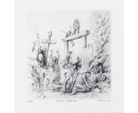 * PETER HOWSON OBE (SCOTTISH b 1958), NEW WORLD giclee print, signed, titled, dated '08 and numbered 2/25 in pencil 23cm x 22