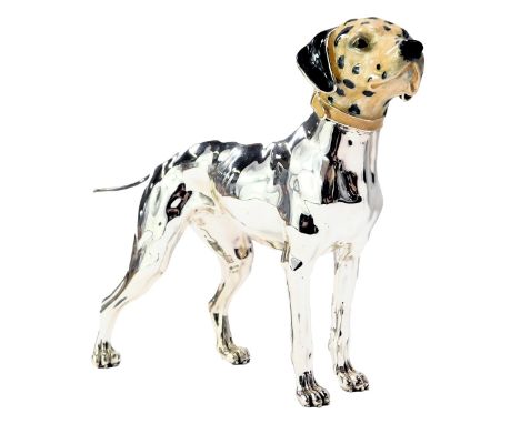 A Saturno silver and enamel figure modelled as a standing Dalmatian, stamped Saturno Italy 925, 12.5cm high. 