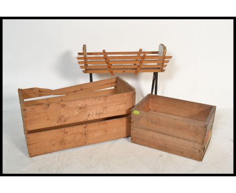 A group of vintage retro items to include a Jaffa shipping crate, a New Zealand apple crate, a wooden planter. Also a set of 
