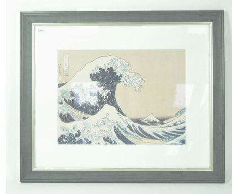 Hokusai  The Great Wave off the Coast of Kanagawa Framed Print  64cm x 53cm  A 20th Century print of Hokusai's famous woodblo