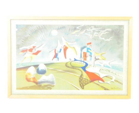 John Tunnard (1900-1971) Holiday Lithograph Print - The Baynard Press for School Prints Ltd Framed and glazed 69cm x 53cm   B