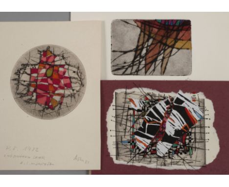 Alfred Traugott Mörstedt, Graphikkonvolutzwei aquarellierte Radierungen, eine davon betitelt "Am Rande des Milleniums", ein B
