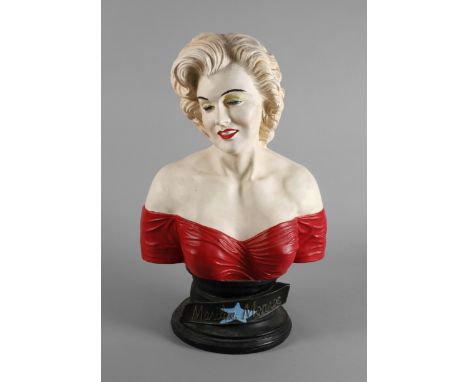 Schaufensterbüste "Marilyn Monroe"20. Jh., ungemarkt, bezeichnet, Masse farbig gefasst, Schulterstück der berühmten amerikani