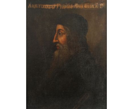 Portrait eines älteren HerrenSeitenbildnis eines älteren bärtigen Herren mit in die Ferne gerichtetem Blick, im oberen Bereic