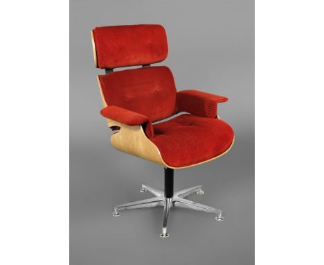 Lounge Chair in der Art von Charles &amp;amp; Ray Eames1970er Jahre, unbekannter Hersteller, Schale aus Schichtholz mit origi