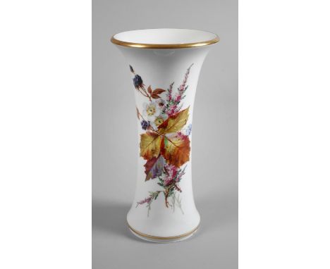 Meissen Flötenvase Herbstbukettunterglasurblaue Knaufschwertermarke 1860-1924, 1. Wahl, Prägenummern und Pinseldedikation "He
