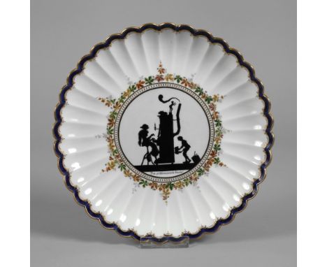 Meissen Fächerschale Silhouettenmalerei"Das "wohltemperierte Klavier"", datiert 25.12.1921, unterglasurblaue Schwertermarke v
