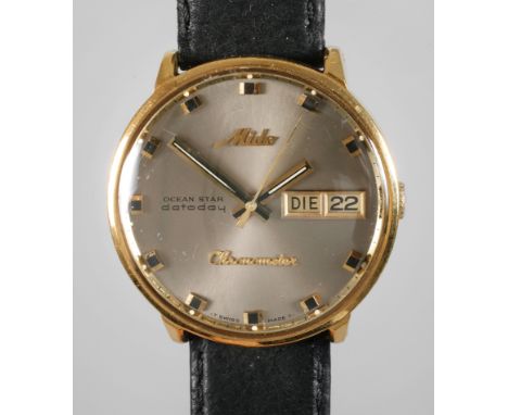 Mido ChronometerModell Oceanstar datoday, vergoldetes Stahlgehäuse, Automatikwerk ETA 2836-2, Ref. M8419, Anzeige von Tag und