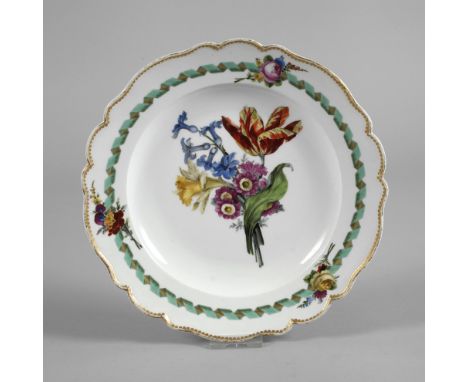 Meissen Zierteller Marcolini-Zeitaus dem Service mit dem "Grünen Band", unterglasurblaue Schwertermarke mit Stern 1774-1814, 