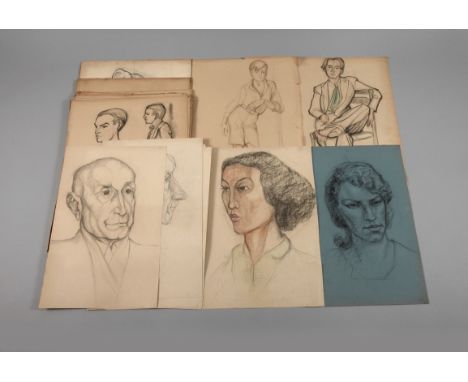 Zeichnungskonvolutbestehend aus ca. 124 Portrait- bzw. Aktzeichnungen, Graphit, teils mit Kreiden und Deckfarbe, um 1920-30, 