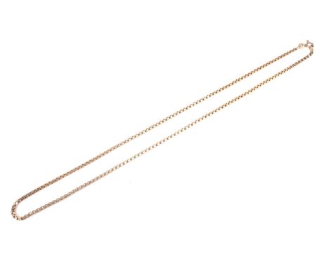A Vintage 9ct gold box chain. on a bolt-ring clasp, import marks for London 1987, approx. 47cm long, 5.6g