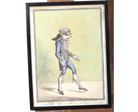 After James Gillray, Sir Lumley St George Skeffington, hand coloured etching, circa 1800. Titled 'so Skiffy Skipt on, with hi