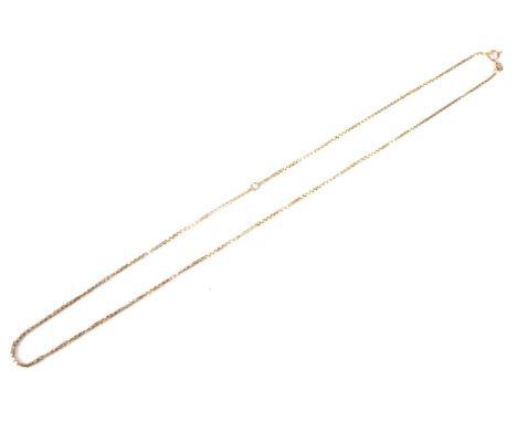 A vintage Italian gold box link necklace. On a bolt-ring clasp stamped '750', 51cm long, 7.2g