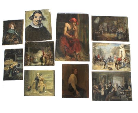 A collection of oil sketches by Frederic Charles Winby (1875-1959). Including several portraits, including a portrait of a se