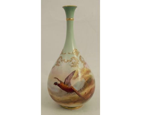 A Royal Worcester Hadleys vase, decorated with a cock pheasant in a landscape by W Jarman, height 8.25insCondition Report:  G