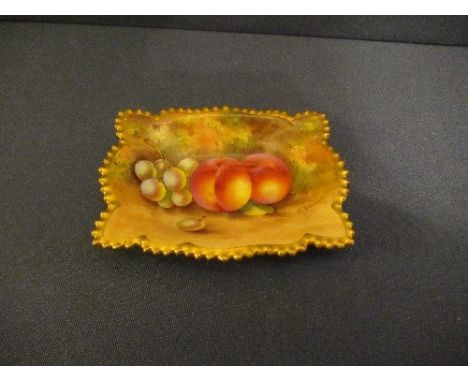 A Royal Worcester rectangular shaped dish, decorated with fruit by Townsend, max width 5.5insCondition Report:  Very crazed t