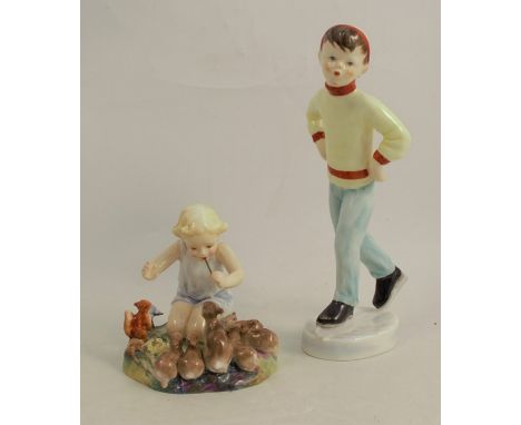 A Royal Worcester figure, Woodland Dance, height 4.25ins, together with another, Tuesday's Child, height 8.25insCondition Rep