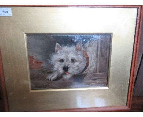 19th century school, oil on board, portrait of a terrier, 10.5ins x 7.5ins