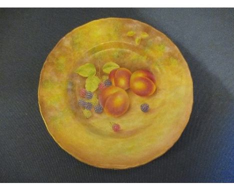 A Royal Worcester plate, decorated with hand painted fruit by Leaman, diameter 10.75insCondition Report:  Back of plate dirty