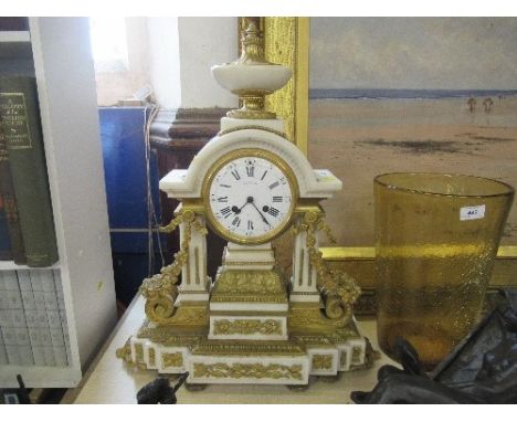 A late 19th century marble and gilt mantle clock, the dial signed Raingo Freres Paris, height 24ins, width 20ins