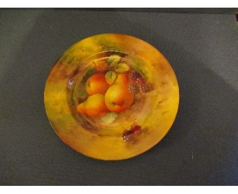 A Royal Worcester side plate, decorated with hand painted fruit by Aryton, diameter approx 8insCondition Report:  Good condit