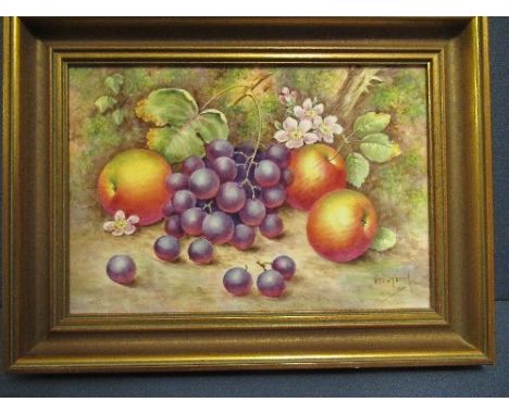 A Royal Worcester rectangular plaque, decorated with hand painted fruit by Townsend, 6.5ins x 9.5insCondition Report:  Good c