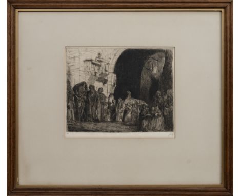 etching on paper, signed, titled verso mounted, framed and under glass  image size 21cm x 27cm, overall size 50cm x 58cm  Lab