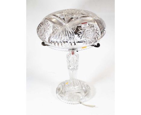 A large cut glass mushroom shaped table lamp, h.45cm