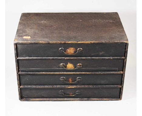 A late Victorian and later adapted mahogany clock case; together with a four drawer table-top chest (2)