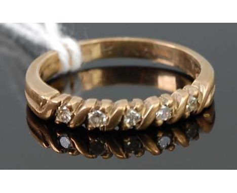 A 9ct gold diamond set half eternity ring, 2.3g, size N