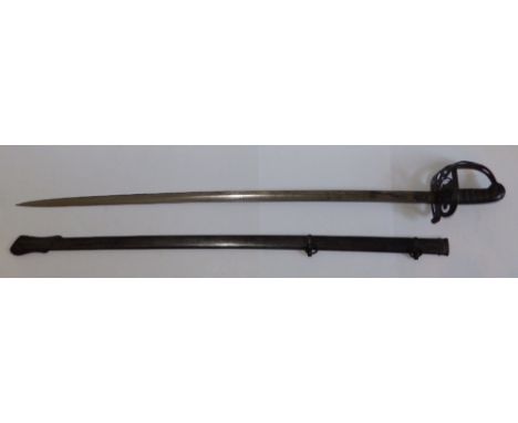 A late 19thC Gothic-hilted British Infantry Officer's sword by Grosjean & Nelson  with 32” blade in metal scabbard.