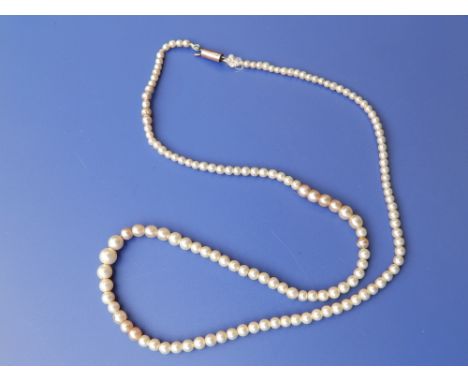 A small graduated pearl necklace with 9c clasp.