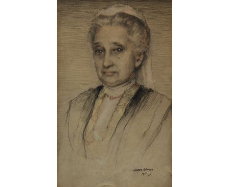 JAMES PATERSON PRSW RSA RWS (SCOTTISH 1854 - 1932), PORTRAIT OF AN ELDERLY LADY pastel on paper, signed and dated 1911 30cm x