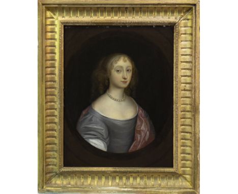 JOHN SCOUGALL (SCOTTISH 1645 - 1737), PORTRAIT OF A YOUNG LADY oil on panel 37.5cm x 29cm Framed