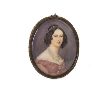 SIR FRANCIS GRANT (SCOTTISH 1803 - 1878), EARLY VICTORIAN PORTRAIT MINIATURE OF A LADY watercolour and gum arabic on ivory, s