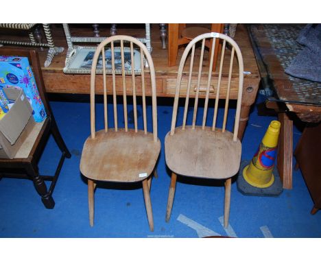 Two  stick back "Ercol" kitchen chairs. 