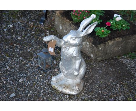  A fibre glass rabbit ornament/lantern holder, 18" tall.
