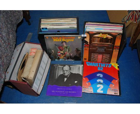Three cases of  LP's  and  gramophone records.