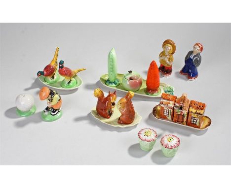 Collection of Carlton Ware novelty condiment sets, together with Wade examples and others