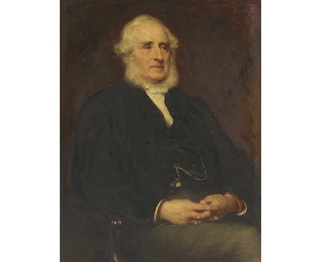 English School, 19th centuryPortrait of the Rev. Canon Abney, seated three-quarter-length, in a black coat and waistcoatoil o